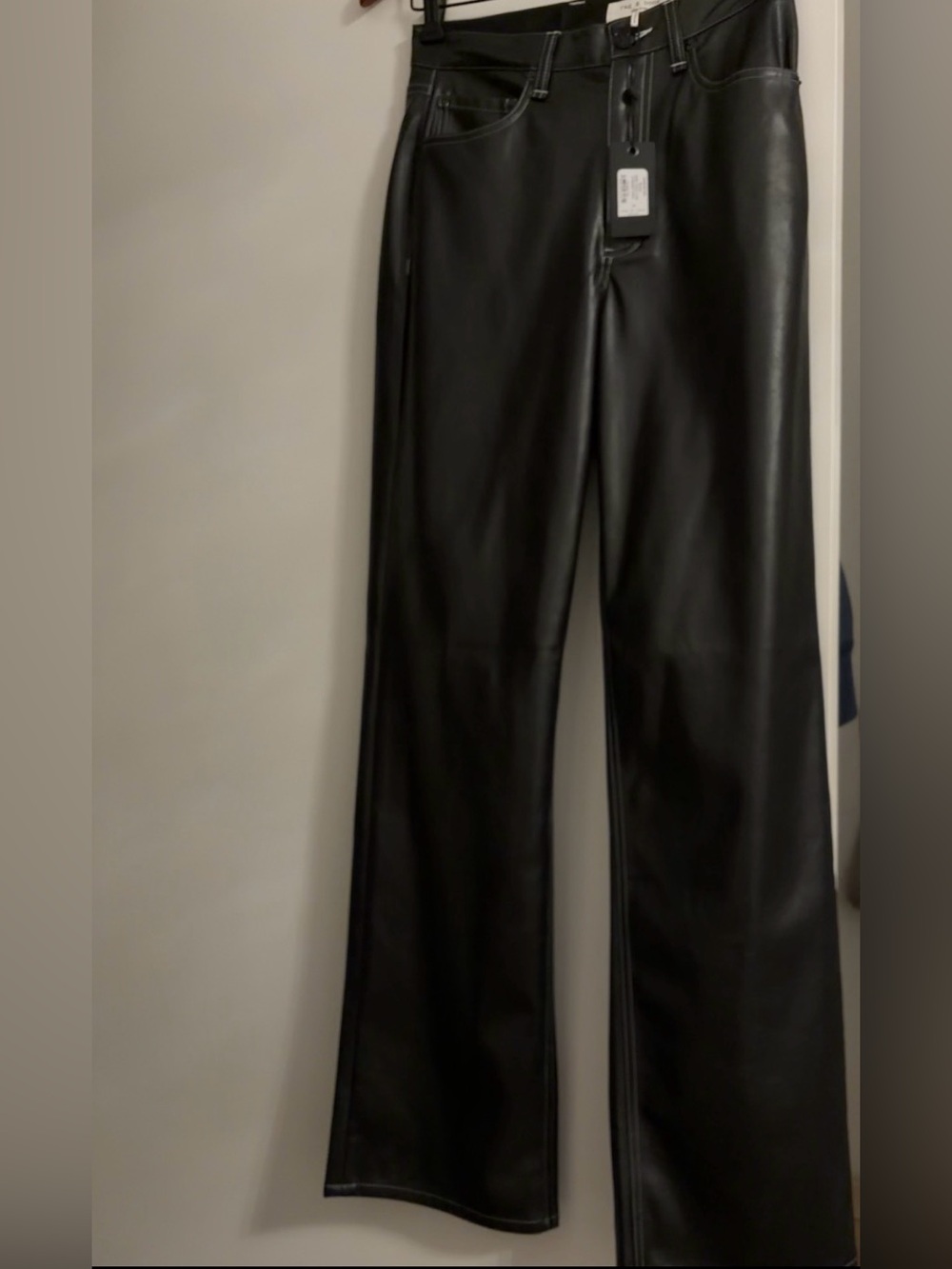 rag & bone Shea Faux Leather Straight Pant in Black - Picture 6 of 6
